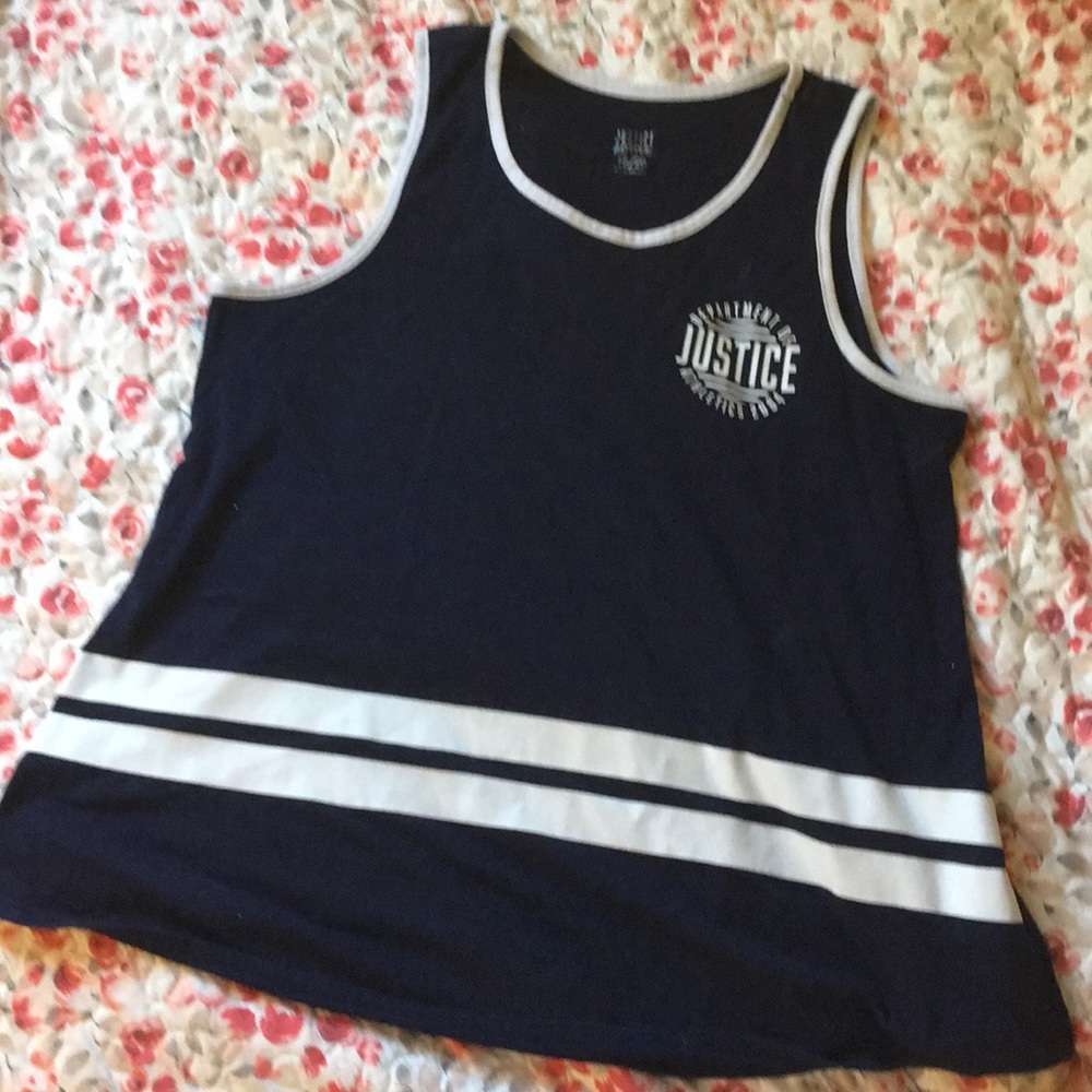 A navy justice shirt